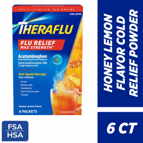 Theraflu Daytime Severe Cold Relief Honey Lemon Flavor Powder Packets Perspective: front