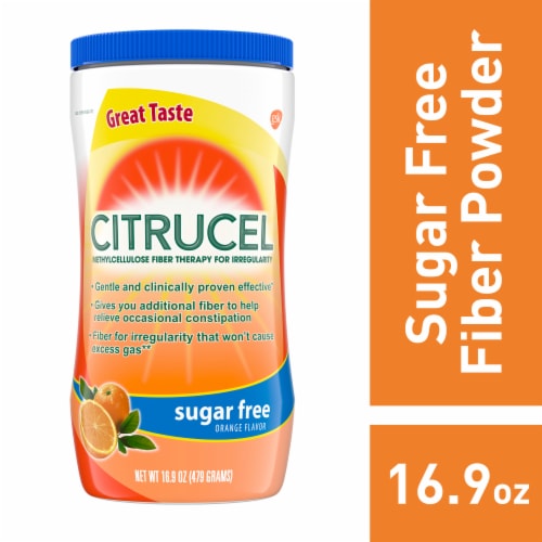 Citrucel Sugar Free Fiber Occasional Constipation Relief Orange Flavor Powder Perspective: front