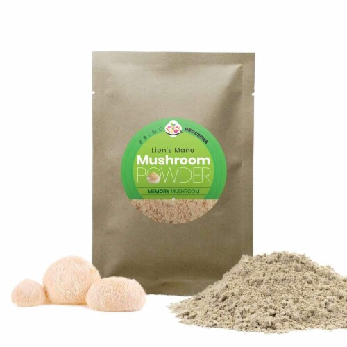 Real Lions Mane Mushroom Powder (25 Servings) | Gluten-Free, Vegan, Organic Vegan| 50g Perspective: front