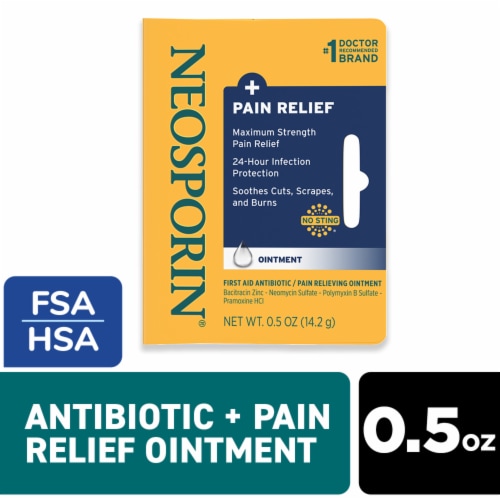 Neosporin + Pain Relief Dual Action Topical Antibiotic Ointment Perspective: front