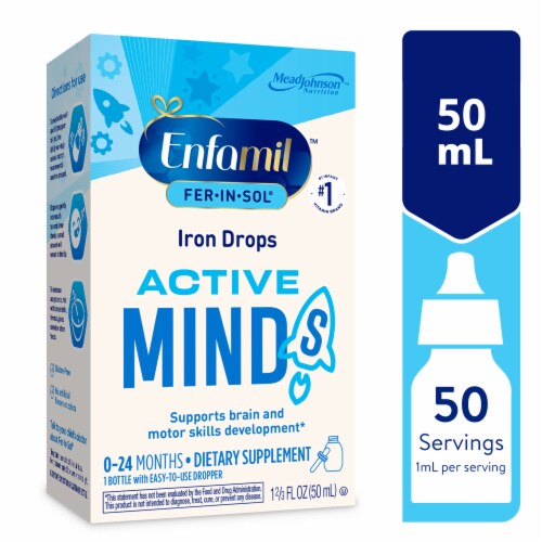 Enfamil Fer-In-Sol Iron Supplement for Infants & Toddlers Dropper Bottle Perspective: front