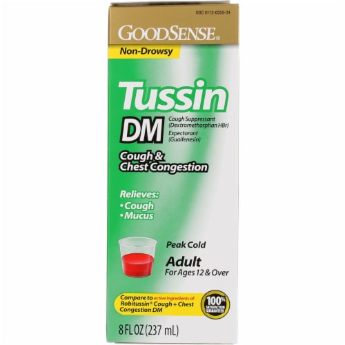 GoodSense Tussin DM Cough & Chest Congestion Cough Suppressant Liquid, 8 fl oz Perspective: front