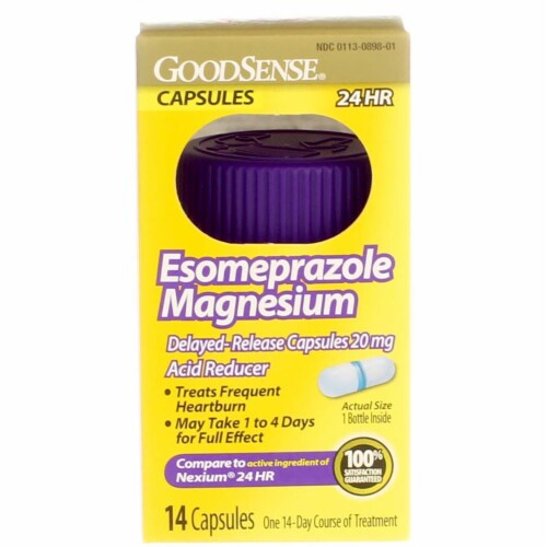 GoodSense Esomeprazole Magnesium Delayed Release Acid Reducer Capsules, 20 mg 24-Hour, 14 Ct Perspective: front