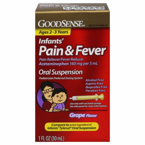 GoodSense® Infant Pain Reliever & Fever Reducer Grape Flavor Oral Suspension Perspective: front