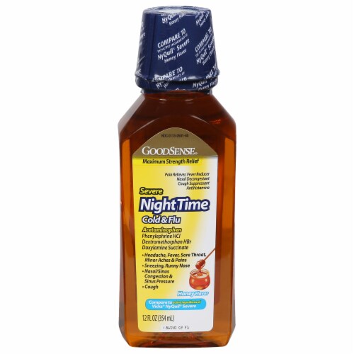 GoodSense® Severe Night Time Cold & Flu Medicine Acetaminophen Liquid Perspective: front