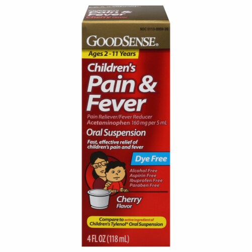 GoodSense® Children's Pain Reliever/Fever Reducer Acetaminophen Oral Suspension Perspective: front