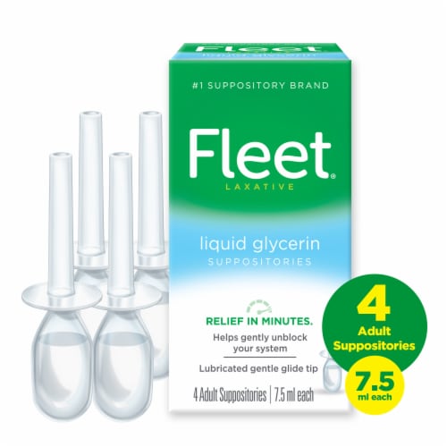 Fleet Liquid Glycerin Suppositories Adult Constipation Relief Perspective: front