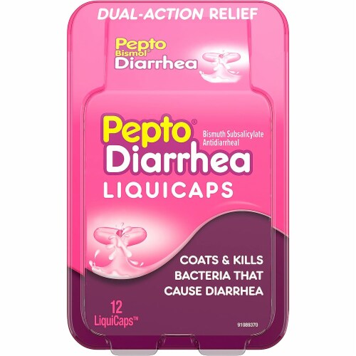 Pepto Diarrhea Calming Relief LiquiCaps Perspective: front