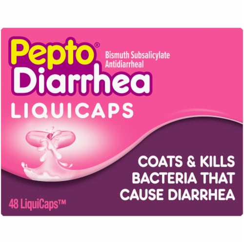 Pepto-Bismol Diarrhea LiquiCaps Anti Diarrhea Liquid Pills Perspective: front