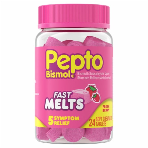 Pepto Bismol® Fast Melts 5 Symptom Relief Chewable Tablets Perspective: front