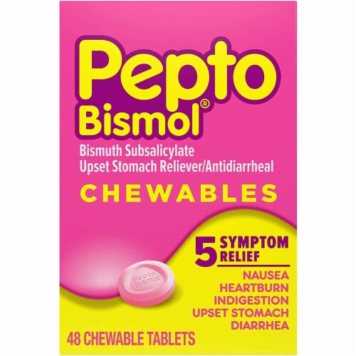 Pepto-Bismol 5 Symptom Relief Chewable Tablets Perspective: front