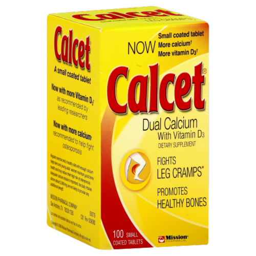 Calcet Dual Calcium with Vitamin D3 Small Coated Tablets Perspective: front