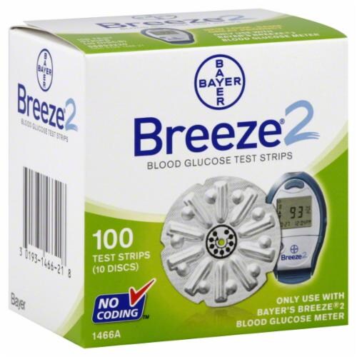 Bayer Breeze 2 Glucose Test Strips Perspective: front