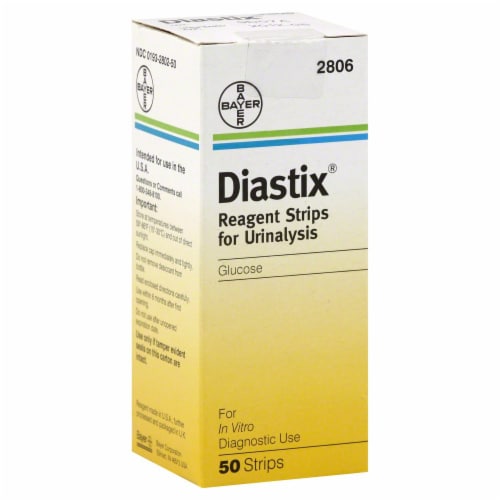 Diastix Reagent Strips for Urinalysis Glucose Perspective: front
