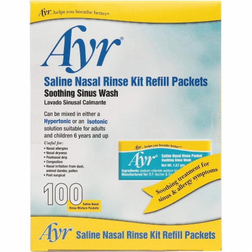 Ayr Saline Nasal Rinse Kit Refill Packets - 100 ct Perspective: front