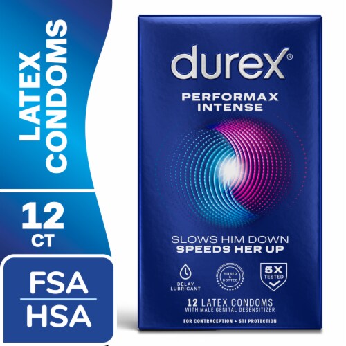 Durex Latex Condoms Regular Fit Performax Intense Perspective: front