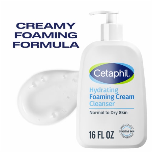 Cetaphil Hydrating Foaming Cream Cleanser, Face Wash with Transformative Cream-to-foam Texture Perspective: front