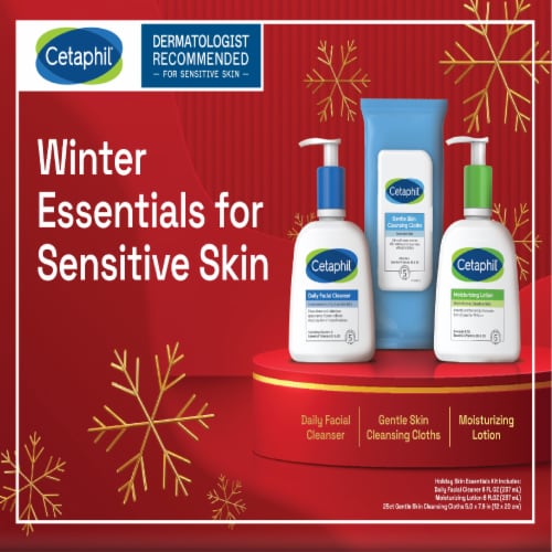 Cetaphil®  Gift Set 3 Pack Daily Facial Cleanser, Gentle Cleansing Cloths & Moisturizing Lotion Perspective: front