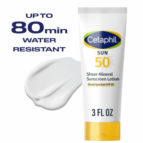 Cetaphil Sheer Mineral Sunscreen Lotion for Face & Body SPF 50, 100% Mineral Sunscreen Perspective: front