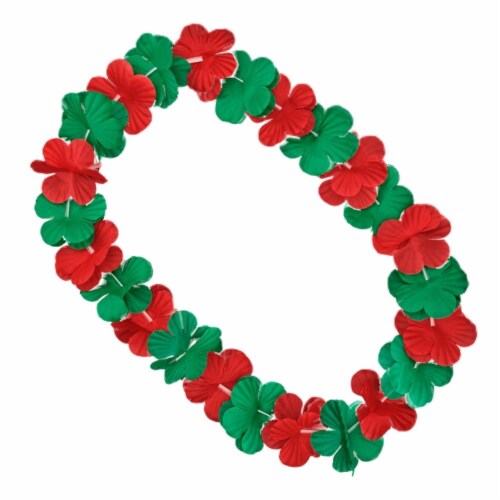 Non Light Up Hawaiian Flower Christmas Lei Necklace Red Green 1 Ralphs
