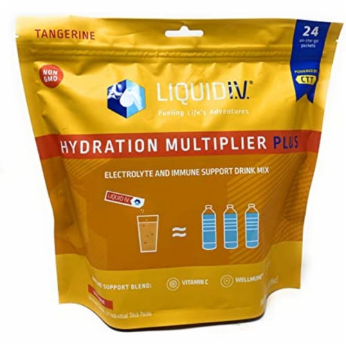 Liquid I.V Hydration Multiplier Plus,Electrolyte Powder,Easy  OpenPackets(Tangerine24Packets), 1 - Foods Co.