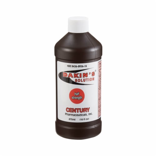 Dakin's Solution Half Strength Wound Cleanser 16 oz. Twist Cap Bottle Topical Liquid Perspective: front