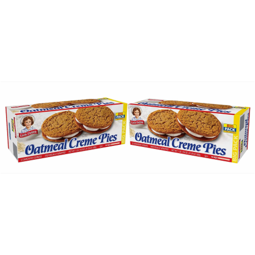 Oatmeal Creme Pies, Big Packs, 2 Boxes, 24 Individually Wrapped Sandwich Cookies Perspective: front