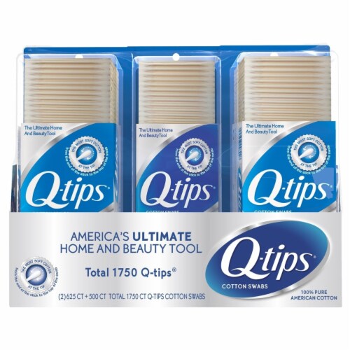 Q-tips Cotton Swabs (625 Count, 2 Pack; 500 Count, 1 Pack) Perspective: front