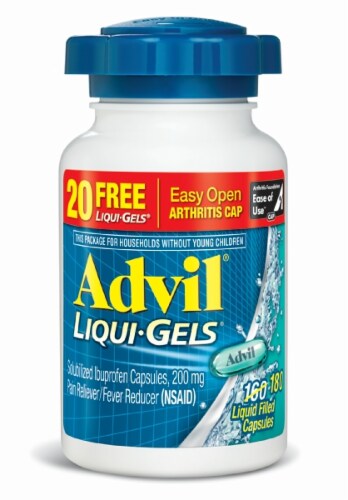 Advil Liqui-Gels Pain Reliever / Fever Reducer Liquid Filled Capsules Perspective: front