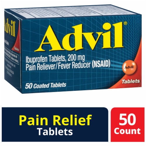 Advil Pain Reliever and Fever Reducer - 50 Coated Tablets Perspective: front