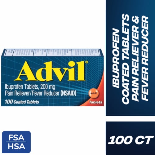 Advil Pain Reliever and Adult Fever Reducer Ibuprofen Perspective: front