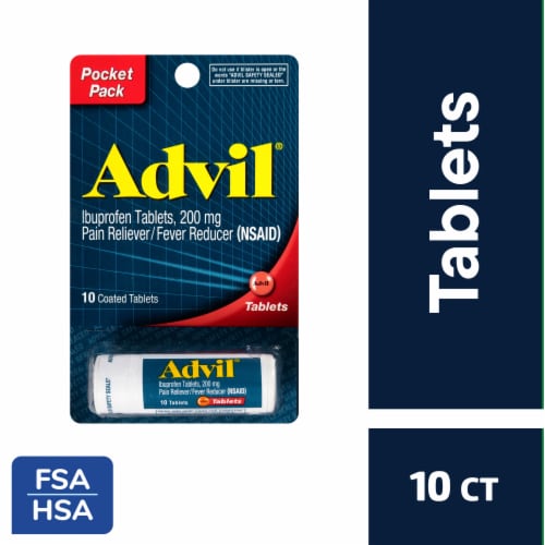 Advil Pain Reliever and Fever Reducer Ibuprofen 200 mg Pain Relief Tablets Perspective: front
