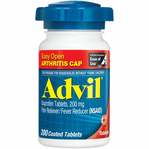 Advil Pain Reliever and Fever Reducer, Ibuprofen 200mg - Easy Open Arthritis Cap Perspective: front