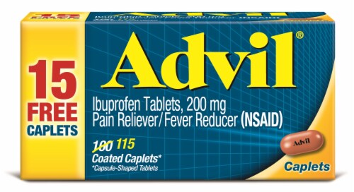 Advil® Pain Reliever and Fever Reducer Ibuprofen Coated Caplets Perspective: front