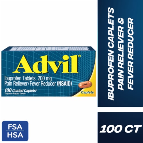 Advil Pain Reliever and Adult Fever Reducer Ibuprofen Perspective: front