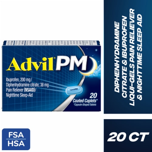 Advil PM Pain Reliever and Nighttime Sleep Aid with Ibuprofen Pain Relief Perspective: front