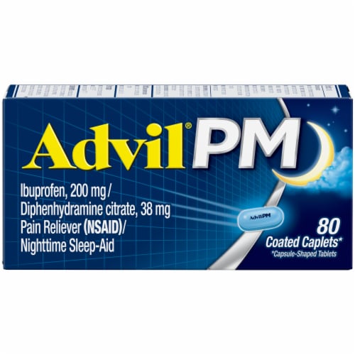 Advil PM Pain Reliever and Nighttime Sleep Aid Ibuprofen Pain Relief Perspective: front