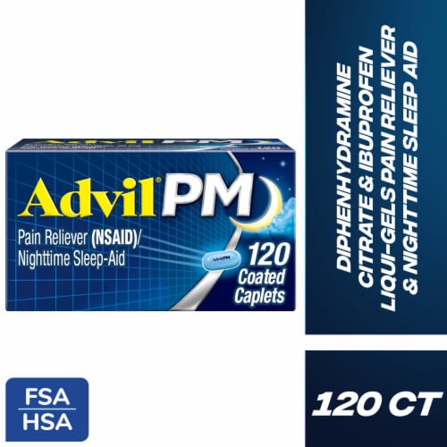 Advil PM Pain Reliever and Nighttime Sleep Aid Ibuprofen Perspective: front