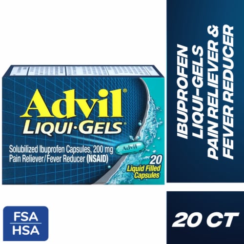 Advil Liqui-Gels Pain Reliever and Fever Reducer, Ibuprofen 200 mg for Pain Relief Perspective: front