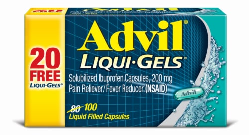 Advil® Liqui-Gels Pain Reliever and Fever Reducer Capsules 200mg Perspective: front
