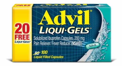 Advil® Liqui-Gels Pain Reliever and Fever Reducer Capsules 200mg Perspective: front