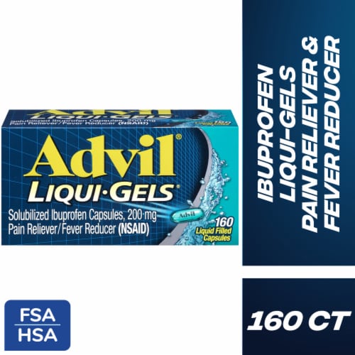 Advil LiquiGels Pain Reliever and Fever Reducer Ibuprofen 200 mg Pain Relief Perspective: front