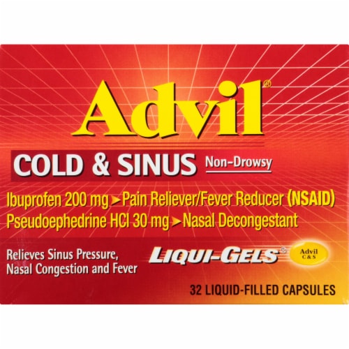 Advil Cold & Sinus Liquid Filled Capsules Perspective: front