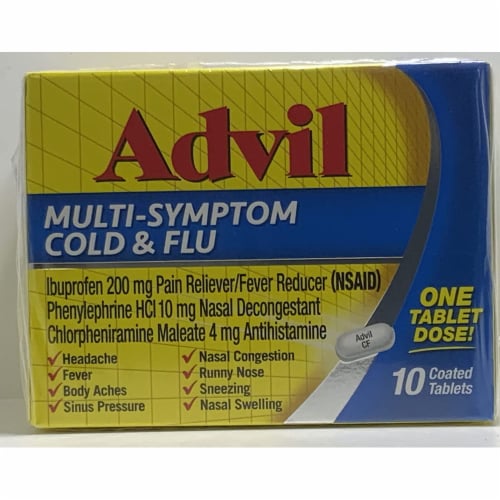 Advil Multi Symptom Cold and Flu Medicine Ibuprofen Perspective: front