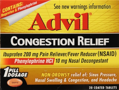 Advil 200mg Congestion Relief Caplets Perspective: front