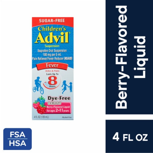 Advil® Children's Berry-Flavored Pain Reliever Fever Reducer Liquid Suspension 100mg Perspective: front