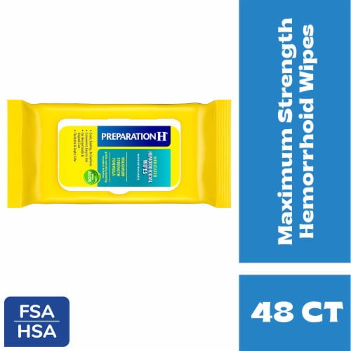 Preparation H Hemorrhoid Wipes with Witch Hazel for Skin Irritation Relief Perspective: front
