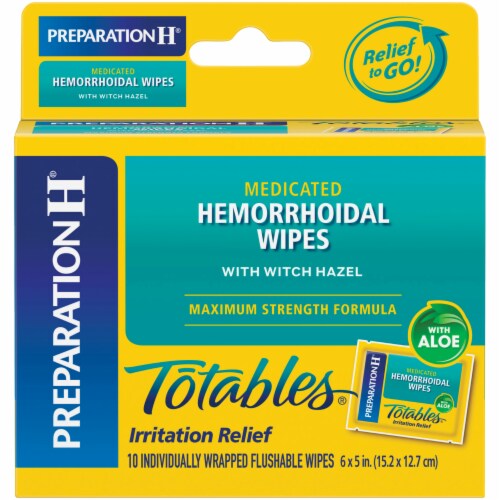 Preparation H Totables Hemorrhoid Witch Hazel Skin Irritation Relief Wipes Perspective: front
