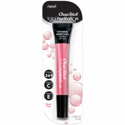 ChapStick Total Hydration Vitamin Enriched Warm Pink Tinted Lip Oil Tube Perspective: front