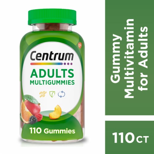 Centrum MultiGummies Adult Multivitamin Gummies Assorted Fruit Multivitamin Supplement Perspective: front